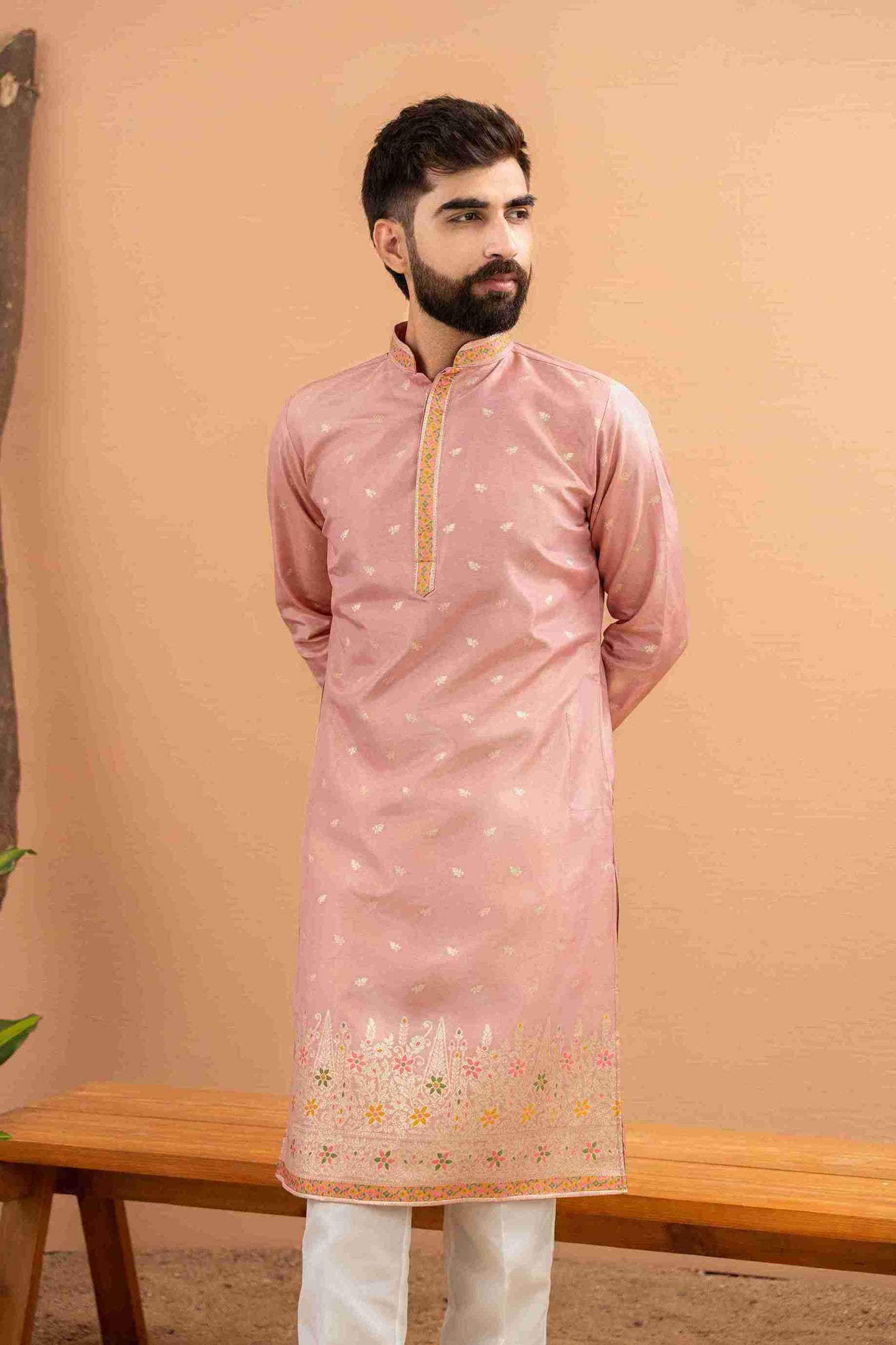 ONION FLOWER PATTERN JACQUARD DESIGNER KURTA