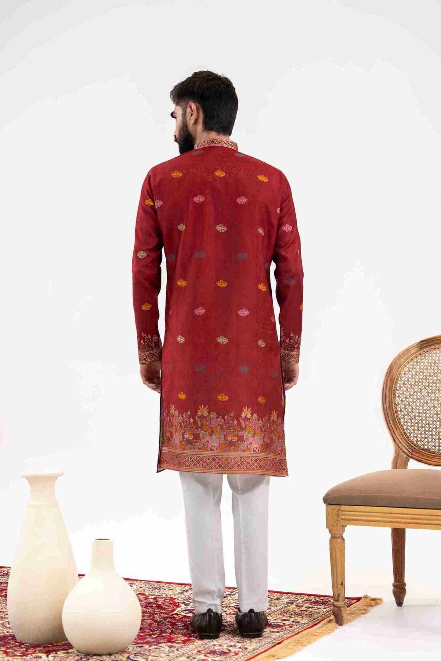 MARUN ANIMAL & FLOWER PATTERN JACQUARD DESIGNER KURTA