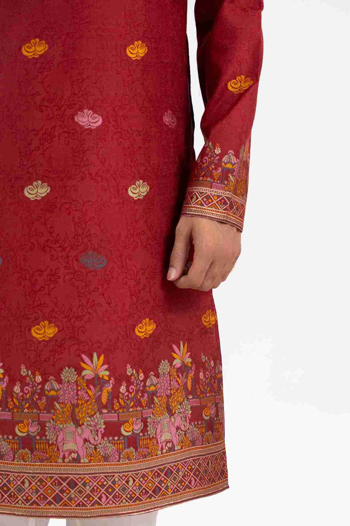 MARUN ANIMAL & FLOWER PATTERN JACQUARD DESIGNER KURTA