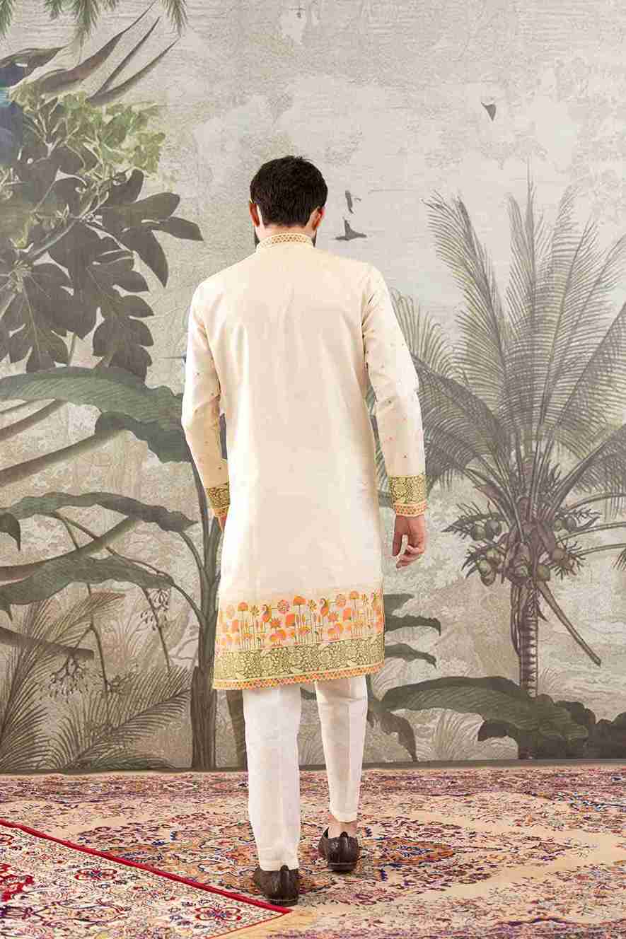 BEIGE FLOWERS PAITHANI JACQUARD DESIGNER KURTA