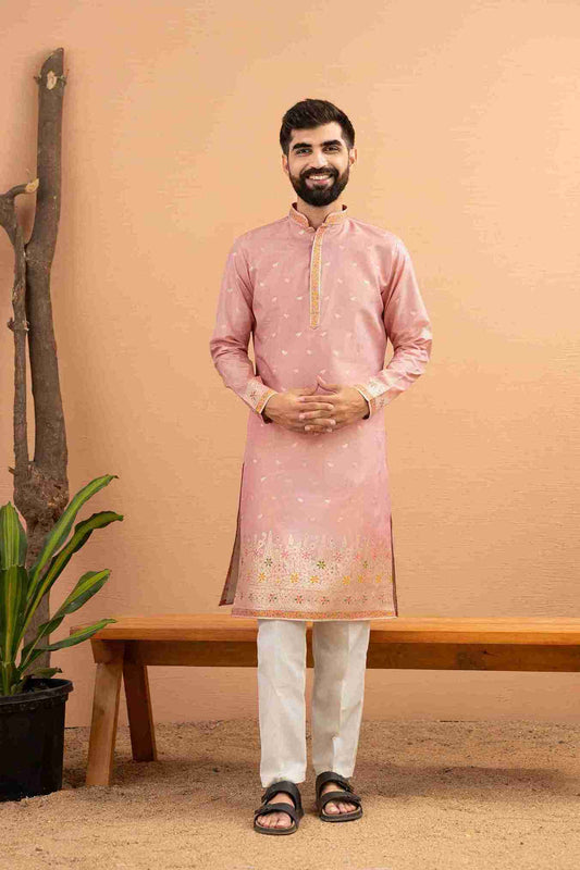 ONION FLOWER PATTERN JACQUARD DESIGNER KURTA