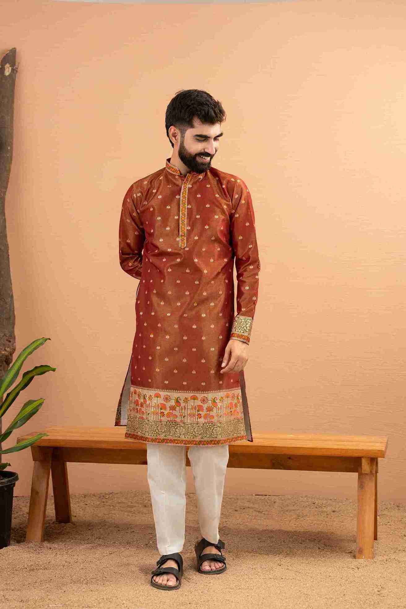 MARUN FLOWERS PAITHANI JACQUARD DESIGNER KURTA