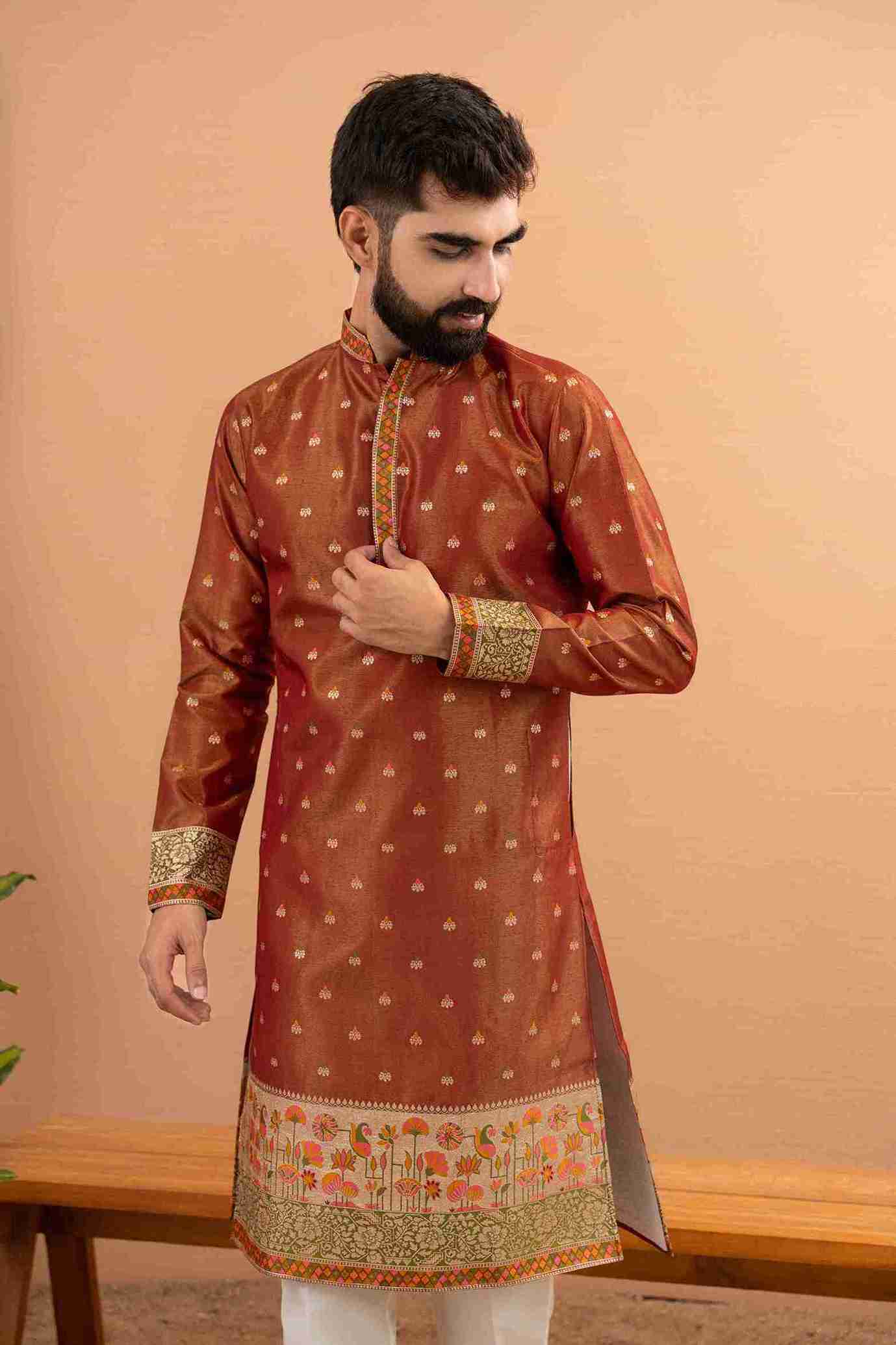 MARUN FLOWERS PAITHANI JACQUARD DESIGNER KURTA