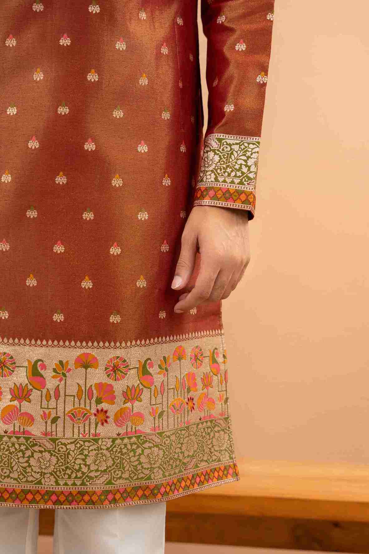 MARUN FLOWERS PAITHANI JACQUARD DESIGNER KURTA