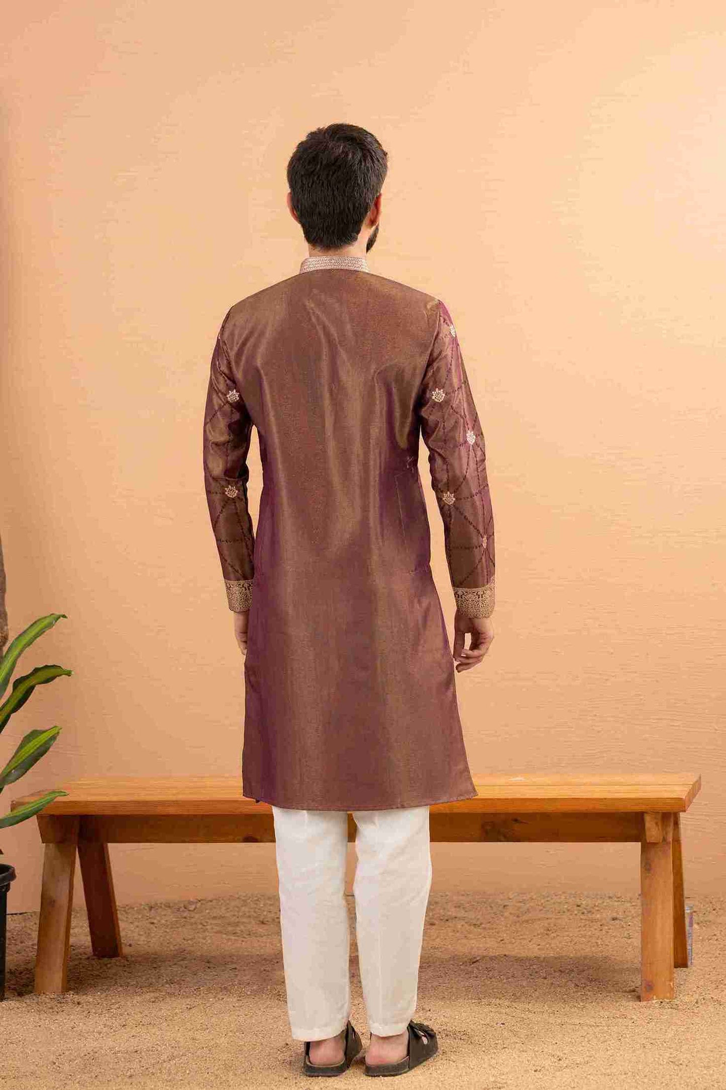 MARUN MONOGRAM FLOWER NECK JACQUARD DESIGNER KURTA