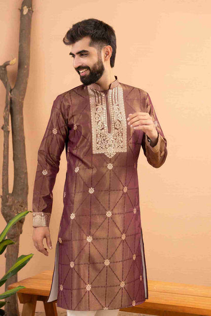 MARUN MONOGRAM FLOWER NECK JACQUARD DESIGNER KURTA