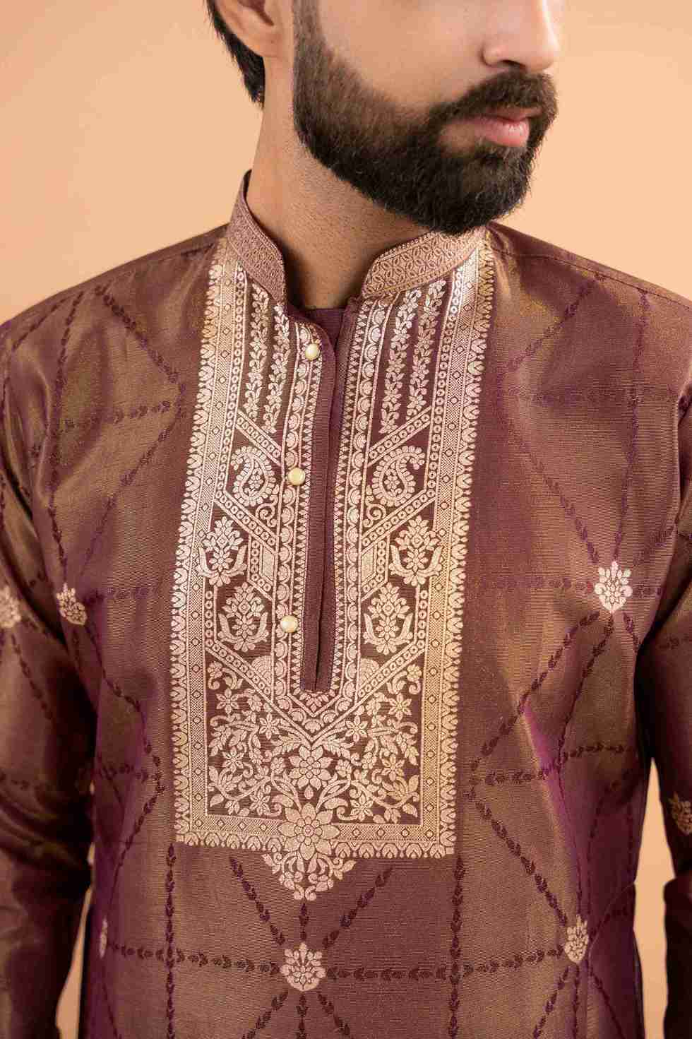 MARUN MONOGRAM FLOWER NECK JACQUARD DESIGNER KURTA