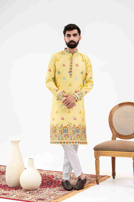 YELLOW BIRDS HOUSE JACQUARD DESIGNER KURTA