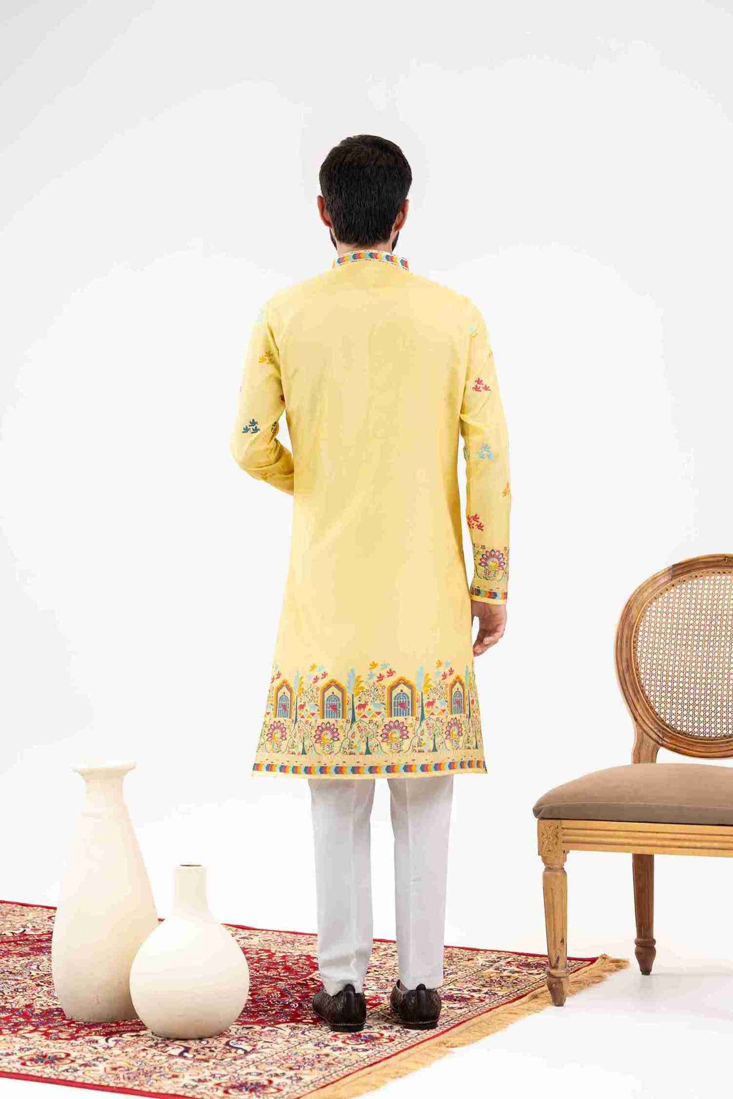 YELLOW BIRDS HOUSE JACQUARD DESIGNER KURTA