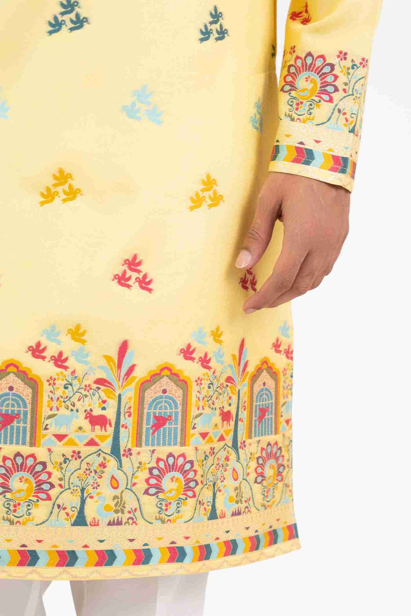 YELLOW BIRDS HOUSE JACQUARD DESIGNER KURTA