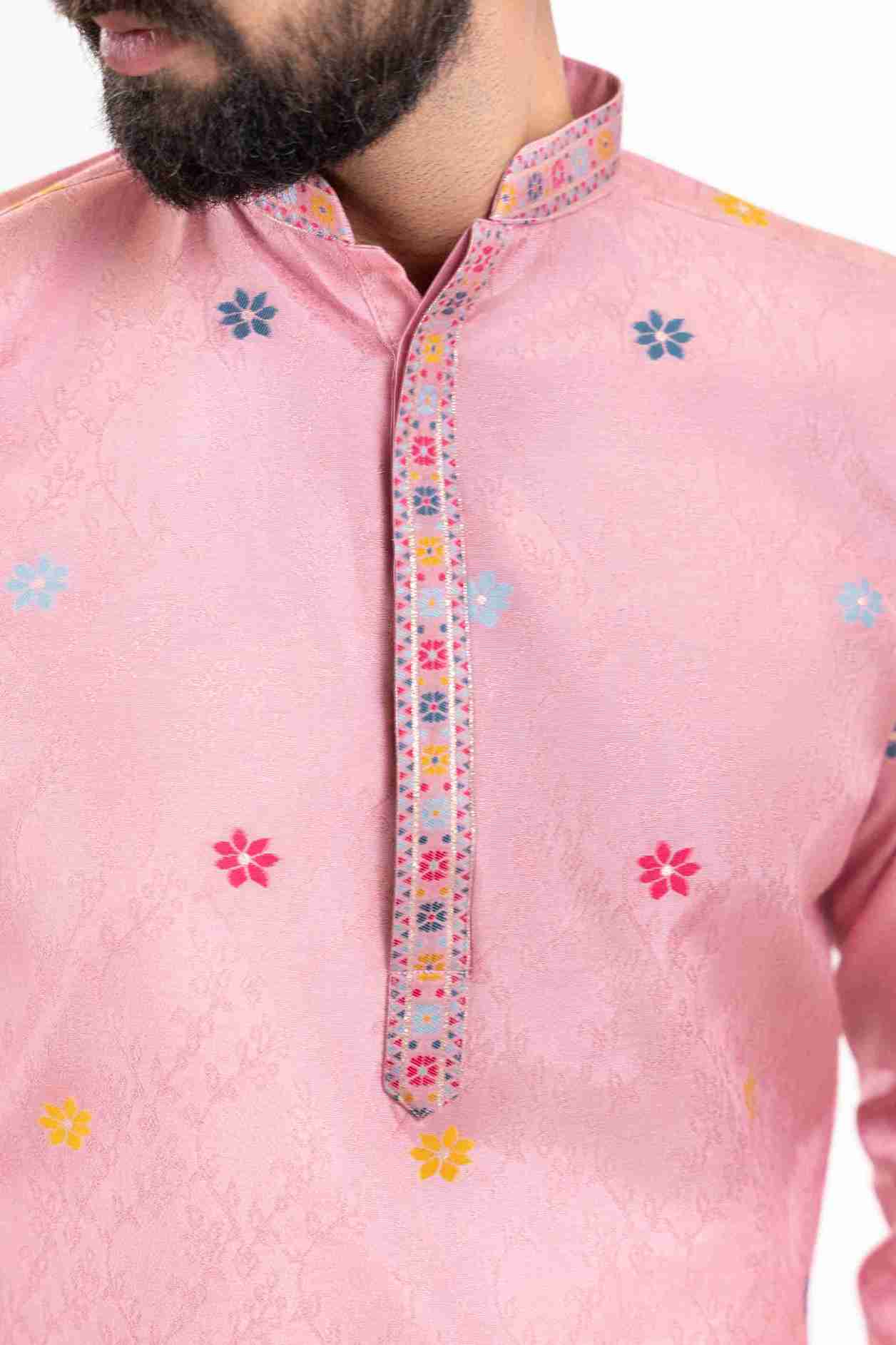 ONION PINK ANIMAL PATTERN JACQUARD DESIGNER KURTA