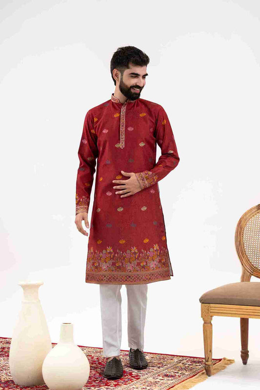 MARUN ANIMAL & FLOWER PATTERN JACQUARD DESIGNER KURTA