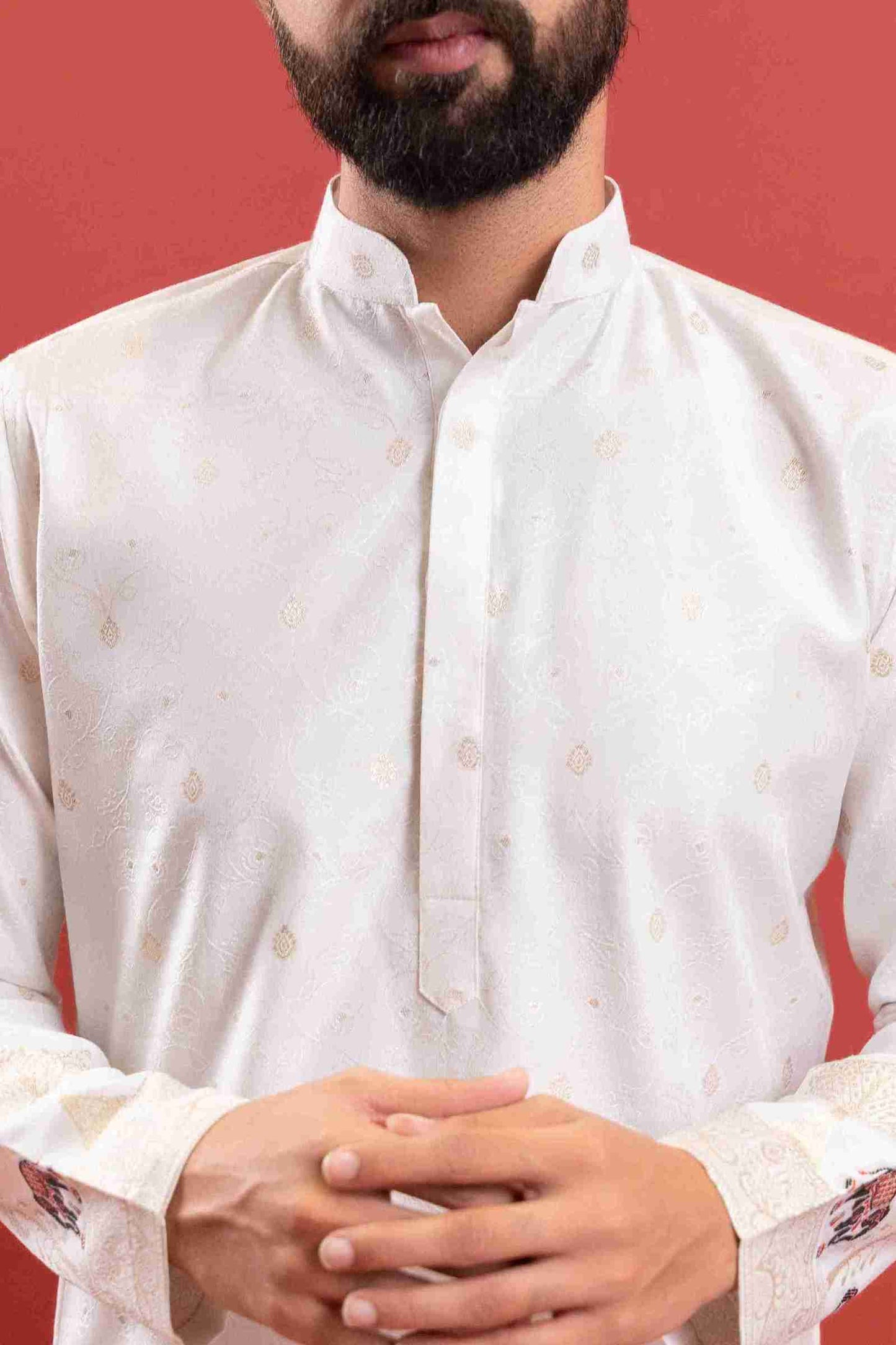 WHITE ELEPHANT LAKHNAVI JACQUARD DESIGNER KURTA