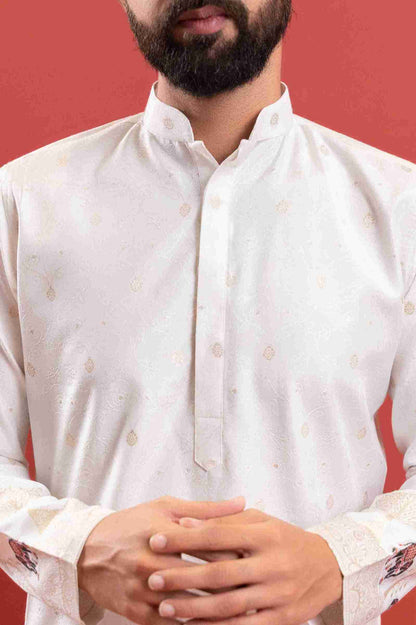 WHITE ELEPHANT LAKHNAVI JACQUARD DESIGNER KURTA