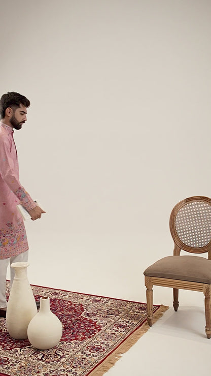 ONION PINK ANIMAL PATTERN JACQUARD DESIGNER KURTA