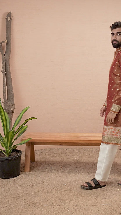 MARUN FLOWERS PAITHANI JACQUARD DESIGNER KURTA