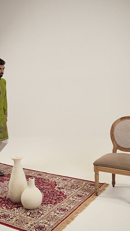 MEHNDI DUCK PATTERN JACQUARD DESIGNER KURTA